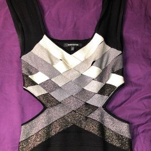 Sequin cutout black mini Dress.